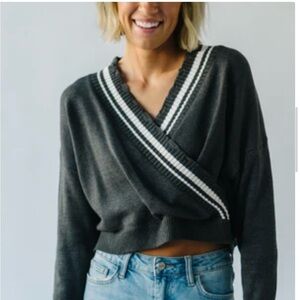 The Lindale Distressed Detail Sweater in Charcoal